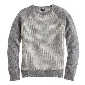 J. Crew Herringbone 100% Lamb's Wool Sweater Sz M